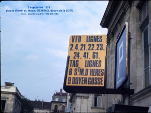 Plaque d'arrêt datant de la SGTE